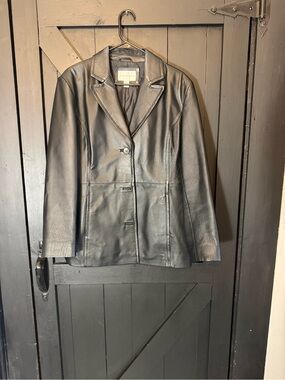 Worthington Black Leather Blazer Jacket